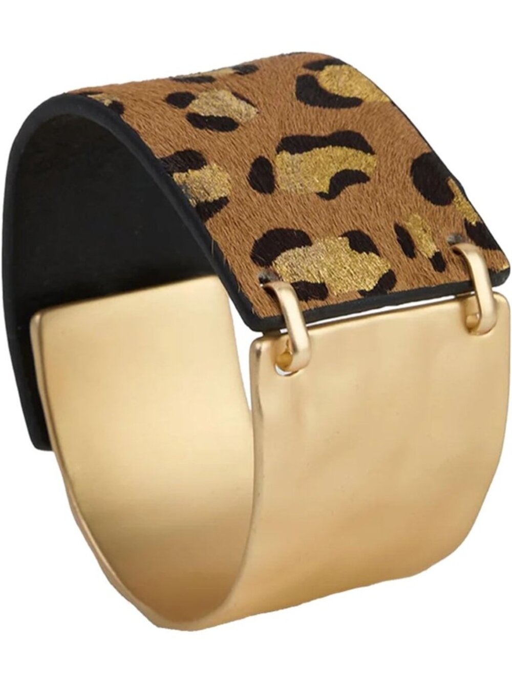 Chunky Black Leather Wrap Bracelet for Women | Golden Accents Statement Jewelry
